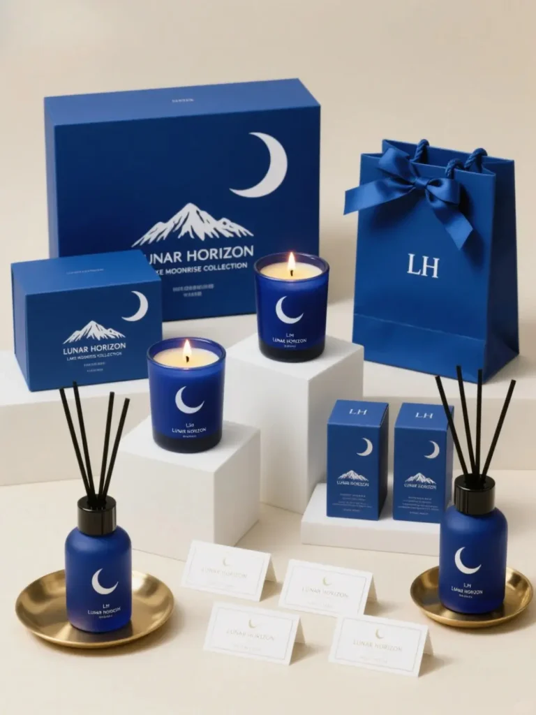 Elegant blue employee appreciation gift box with matching candle and aromatherapy — stylish employee appreciation gift ideas