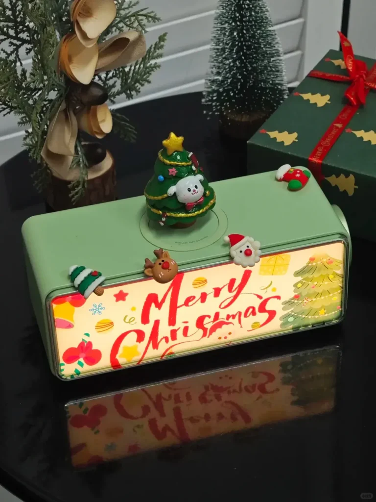Christmas gift with Bluetooth speaker, nightlight, and wireless charger