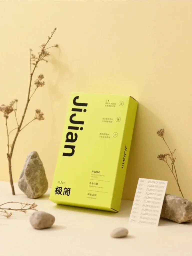 Lemon yellow minimalist gift box with custom gift wrap for modern branded packaging.