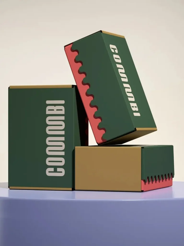 Creative two-tone custom gift boxes combining kraft paper with bold accent colors, showing modern custom gift wrap and packaging design ideas.