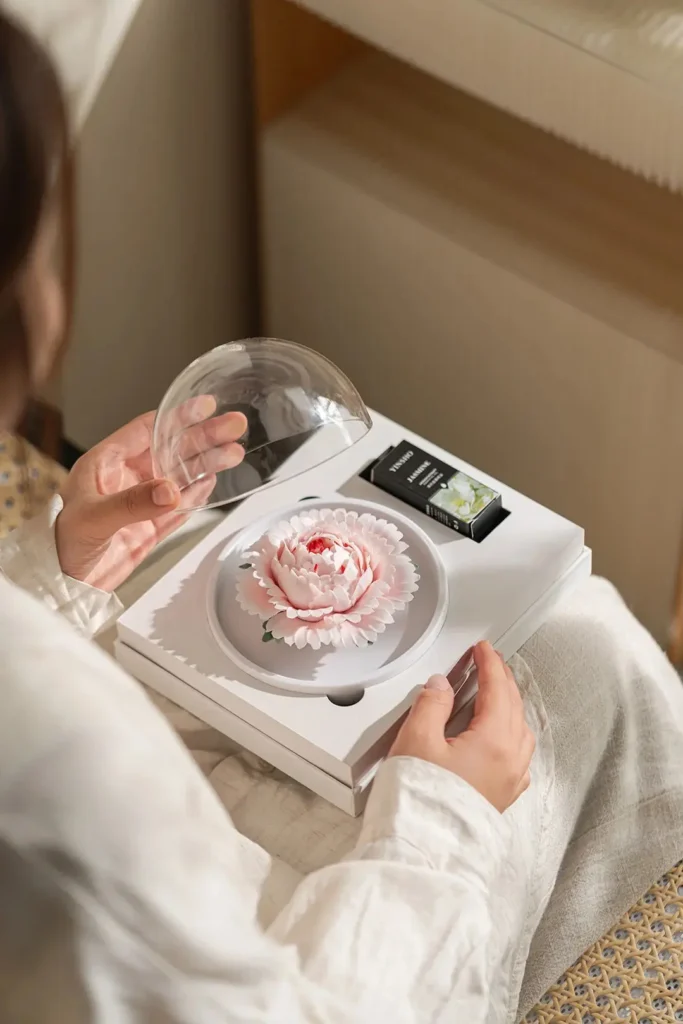 هدايا الشركات الفاخرة: صناعة تجارب لا تُنسى للعملاء والمديرين التنفيذيين 4 علبة هدايا عطرية فاخرة مع زهرة سيراميك وردية اللون، هدايا الشركات الفاخرة لهدايا الأعمال الراقية