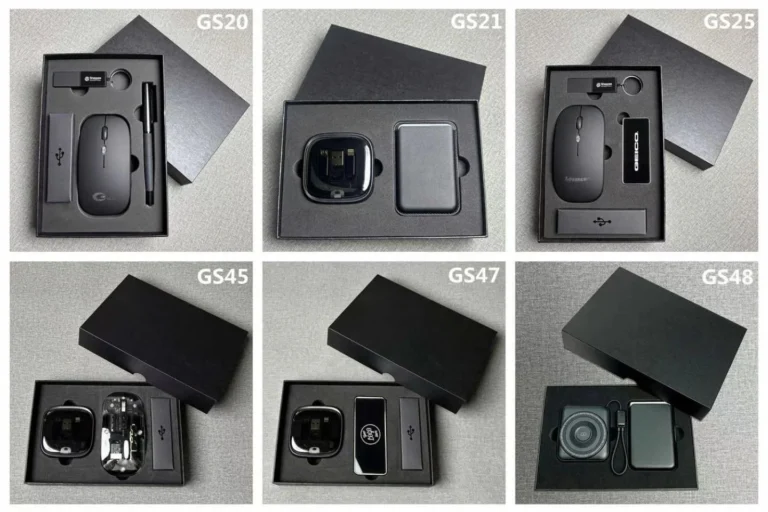 Home 5 Six personalized electronic gift boxes, ideal for bespoke corporate gifts to enhance client relationships and employee appreciation.