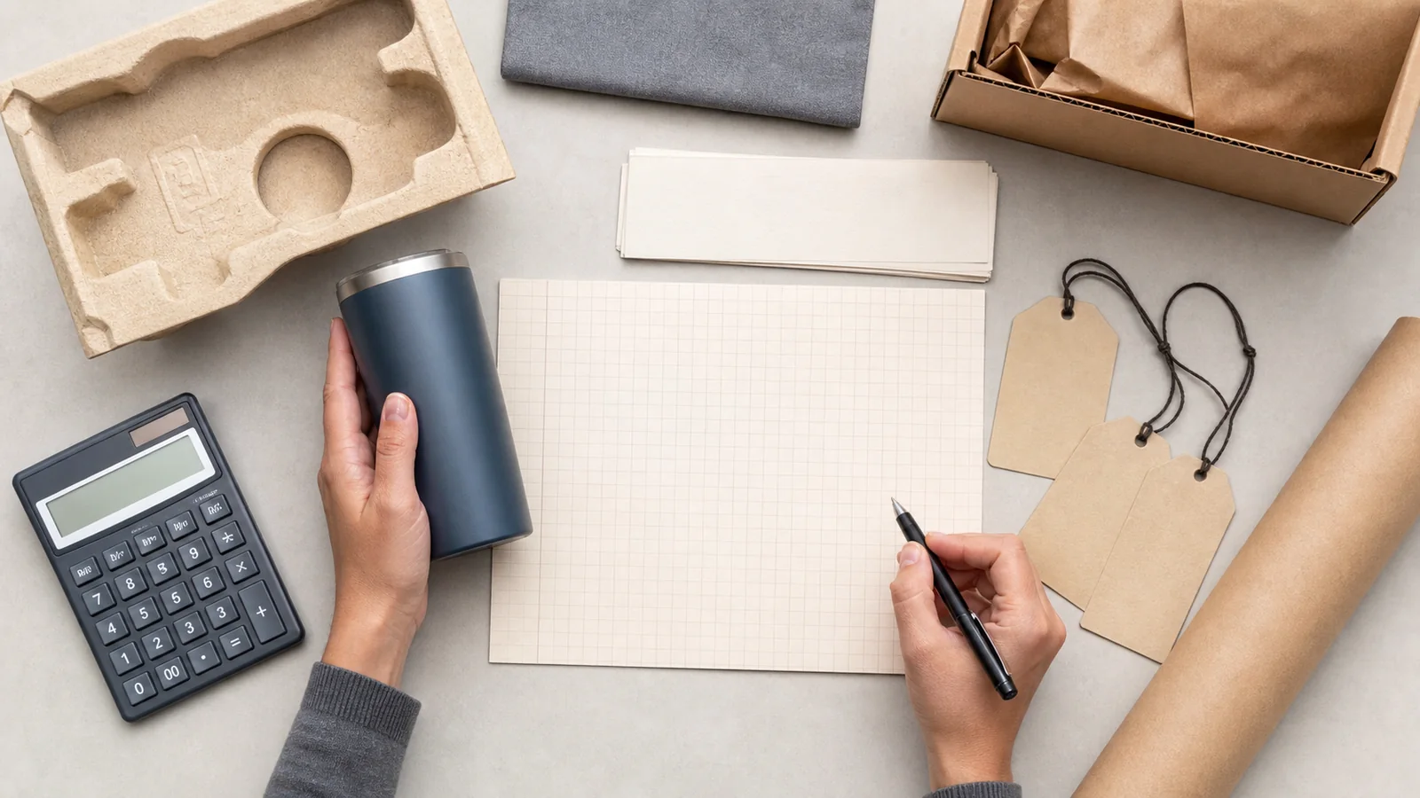 Procurement worksheet showing product packaging freight and fulfilment components for a client gift budget