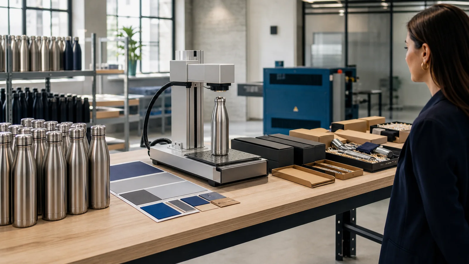 Operations that can determine a custom gift MOQ Custom gift components arranged as blank product, colour, decoration, packaging and assembly stages