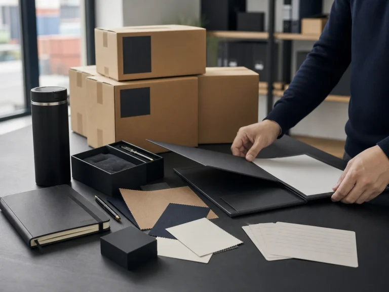 Home 5 Unbranded merchandise plain cartons and blank customs records in an international logistics office