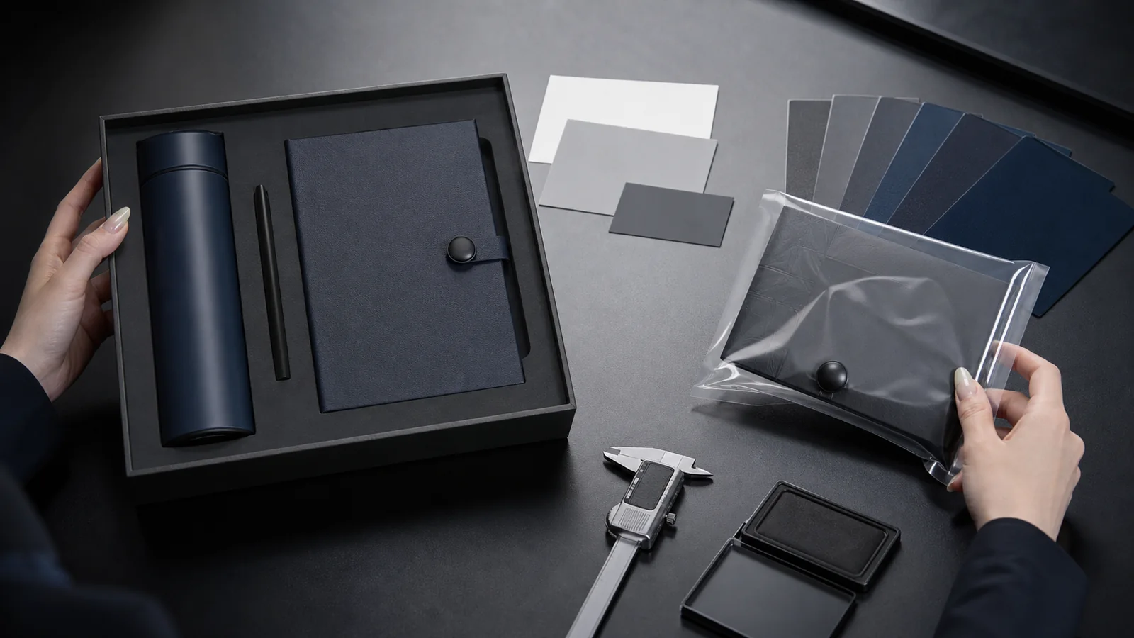 Approved reference product and sealed components beside controlled production-release evidence